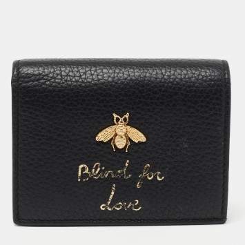 Pre Owned Gucci Black Leather Animalier Card Case