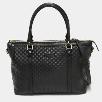 Pre Owned Gucci Black Microguccissima Leather Satchel