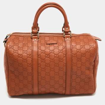 Pre Owned Gucci Saffron Guccissima Leather Medium Joy Boston Bag
