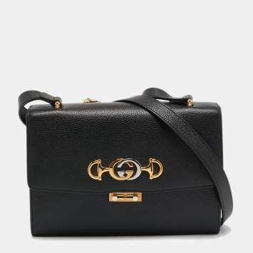 Pre Owned Gucci Black Grained Leather Small Zumi Crossbody bag