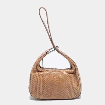 Pre Owned Gucci Beige Python Mini Clutch