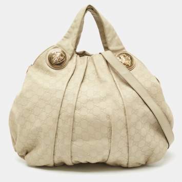 Pre Owned Gucci Cream Guccissima Leather Large Hysteria Hobo