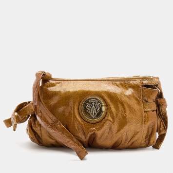 Pre Owned Gucci Gold Leather Hysteria Clutch 