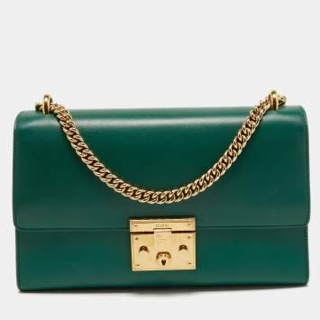 مملوكة مسبقًا Gucci Green Leather Padlock Shoulder Bag