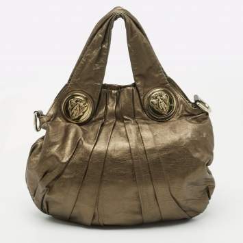 Pre Owned Gucci Olive Green Leather Small Hysteria Hobo