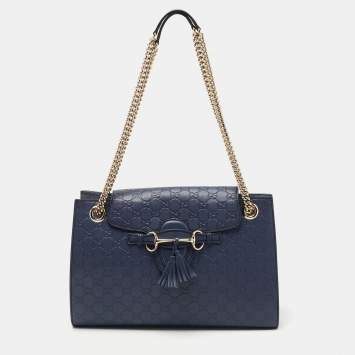 Pre Owned Gucci Purple Guccissima Leather Large Emily Chain Shoulder Bag