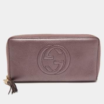 Pre Owned Gucci Purple Leather Soho Continental Wallet