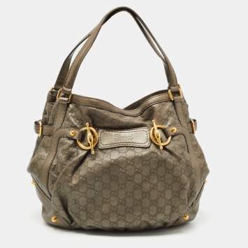 Pre Owned Gucci Green Guccissima Leather Horsebit Jockey Hobo