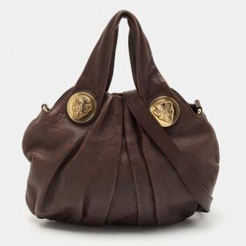 Pre Owned Gucci Dark Brown Guccissima Leather Small Hysteria Hobo