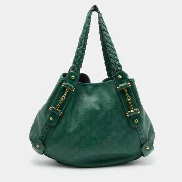 Pre Owned Gucci Green Guccissima Leather Pelham Shoulder Bag