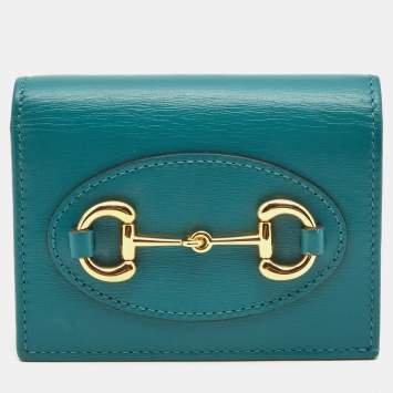Pre Owned Gucci Green Leather Limited Edition Horsebit 1955 Compact Wallet 