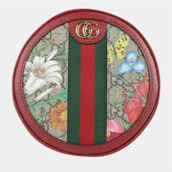 Pre Owned Gucci Red GG Supreme Canvas and Leather Floral Ophidia Backpack