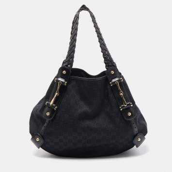 Pre Owned Gucci Black GG Canvas Pelham Shoulder Bag