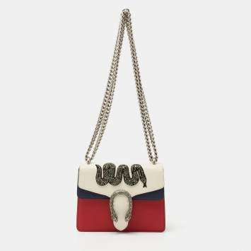 Pre Owned Gucci Multicolor Leather Mini Crystal Snake Embroidered Dionysus Shoulder Bag    