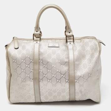 Pre Owned Gucci Silver GG Supreme Canvas Medium Joy Boston Bag