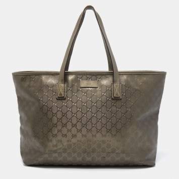 Pre Owned Gucci Bronze GG Coated Canvas Imprime Tote