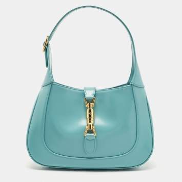 Pre Owned Gucci Light Blue Leather Small Jackie 1961 Hobo