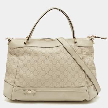 Pre Owned Gucci Off White Guccisima Leather Mayfair Tote