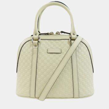 Pre Owned Gucci White Leather Microguccissima Mini Dome Shoulder Bag