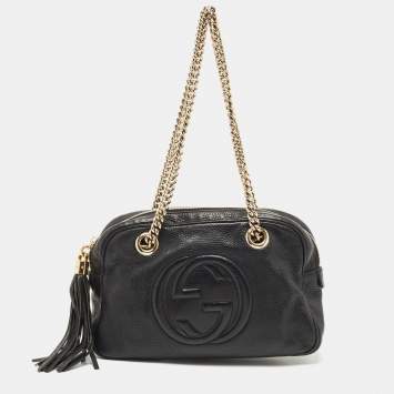 Pre Owned Gucci Black Leather Medium Soho Chain Shoulder Bag