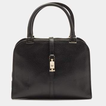 Pre Owned Gucci Black Leather Piston Day Bag