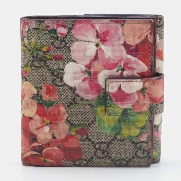 Pre Owned Gucci Multicolor GG Supreme Blooms Canvas French Flap Wallet