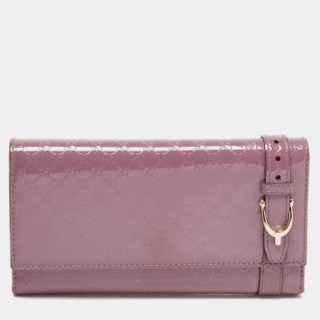 Pre Owned Gucci Lilac Microguccissima Patent Leather Nice Long Wallet