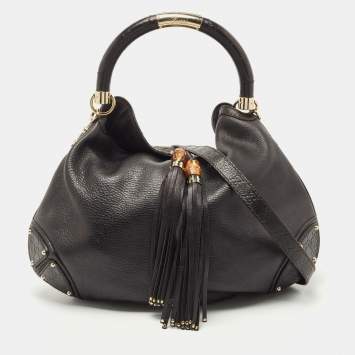 Pre Owned Gucci Dark Brown Leather Large Babouska Indy Hobo
