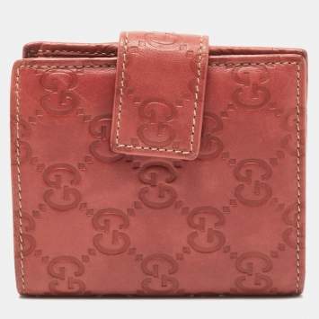 Pre Owned Gucci Old Rose Guccissima Leather French Wallet