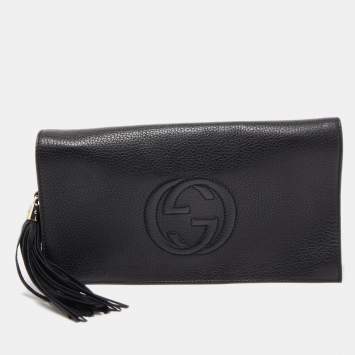 Pre Owned Gucci Black Leather Soho Clutch