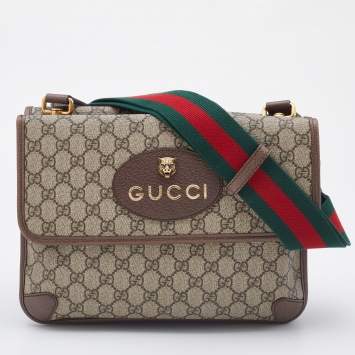 Pre Owned Gucci Beige GG Supreme Canvas and Leather Small Neo Vintage Messenger Bag