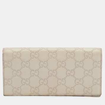 Pre Owned Gucci Cream Guccissima Leather Flap Continental Wallet