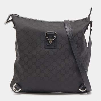 Pre Owned Gucci Black GG Canvas and Leather Abbey Messenger Bag