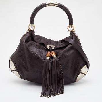 Pre Owned Gucci Dark Brown Guccissima Leather Large Babouska Indy Hobo