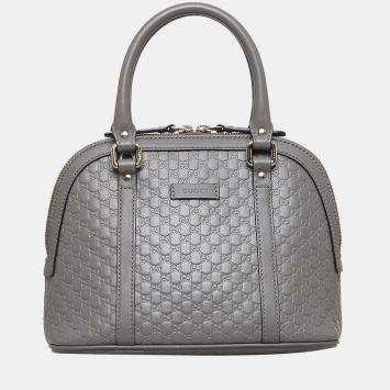 Pre Owned Gucci Grey Mini Microguccissima Dome