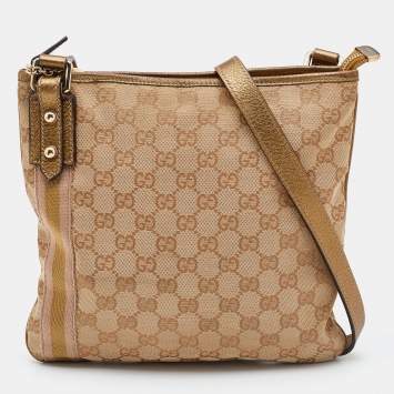 Pre Owned Gucci Beige/Gold GG Canvas Jolicoeur Charms Messenger Bag