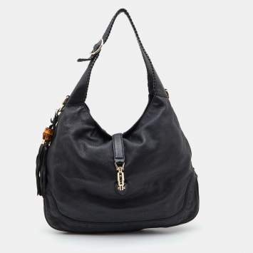 Pre Owned Gucci Black Leather New Jackie Hobo