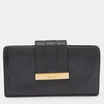 Pre Owned Gucci Black Guccisima Leather Continental Wallet