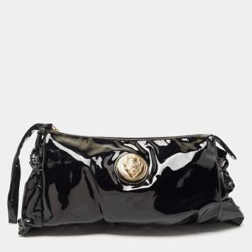 Pre Owned Gucci Black Patent Leather Large Hysteria Clutch