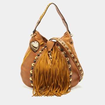 Pre Owned Gucci Tan/Mustard Yellow Leather and Suede Babouska Hobo