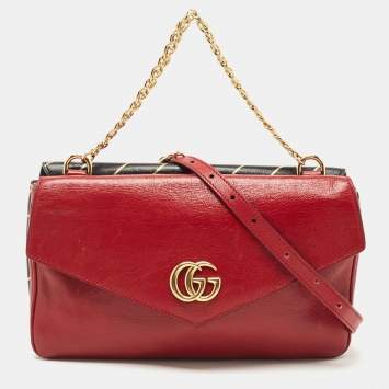 Pre Owned Gucci Black and Red Leather Thiara Bag