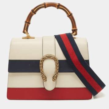 Pre Owned Gucci Tricolor Leather Medium Dionysus Bamboo Top Handle Bag