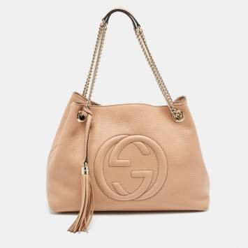 Pre Owned Gucci Beige Leather Medium Chain Soho Shoulder Bag