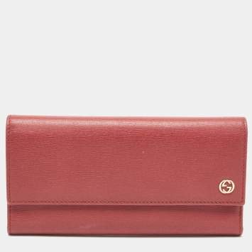 Pre Owned Gucci Pink Leather Interlocking G Continental Wallet