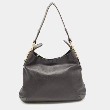 Pre Owned Gucci Black Guccissima Leather Pelham Horsebit Hobo