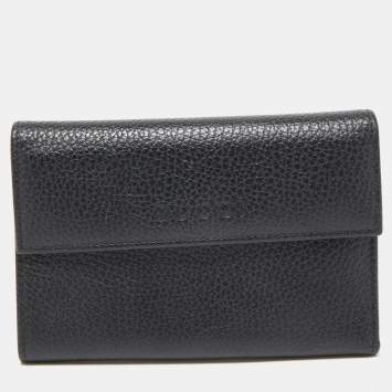 Pre Owned Gucci Black Leather French Wallet