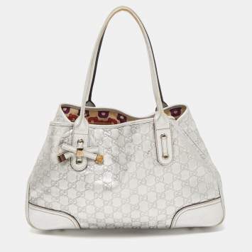 Pre Owned Gucci Silver Guccissima Leather Princy Tote