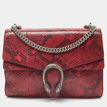 Pre Owned Gucci Red/Black Python Medium Dionysus Shoulder Bag