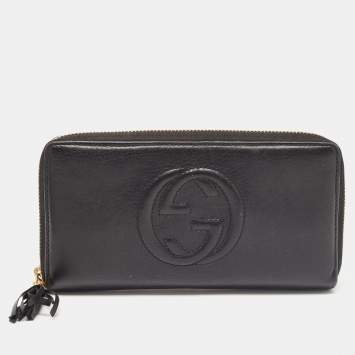 Pre Owned Gucci Black Leather Soho Continental Wallet