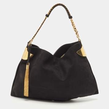 Pre Owned Gucci Black Nubuck Leather Gucci 1970 Bag